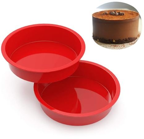 yenlk 2pcs Silicone Cake Tins for Baking, 8 Inch Round Cake Moulds Cake Baking Pan NonStick & Quick Release Baking Tins Baking Tray for Cake,Muffins, Puddings, Bread