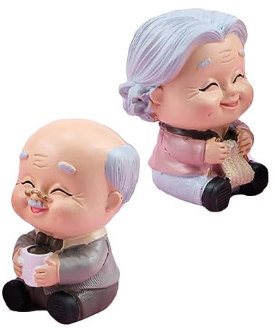 Cabilock 4 Pz ornamenti della nonna del vecchio Statuette anziani per decorare torte Statuette anziani per compleanni cake topper vecchia coppia topper torta nuziale il regalo arredamento