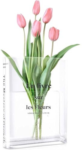 Book Vase,Vase Buchform,Book Vase for Flowers,Klare Buchvase,Transparente Buchvase,Buchförmige Vase Aus Acryl,Vase Buch Transparent,Durchsichtige Buch Vase.