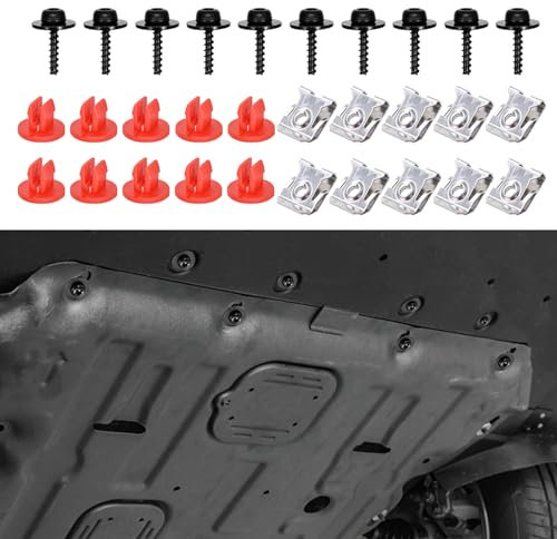 deemars Schraube der unteren Motorabdeckung, Motor-Spritzschutz-Hardware-Schraube, 90674-TY2-A01 Kühler-Motor-Zugangsabdeckungsstift und 90105-TBA-A00 Schraube der unteren Abdeckung (10Sätze)