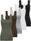 BQTQ 5er-Pack Damen-Tank-Tops, quadratischer Ausschnitt, ärmellos, Tank-Top, Unterhemden, Schwarz, Weiß, Grau, Schokolade, Armeegrün, Mittel