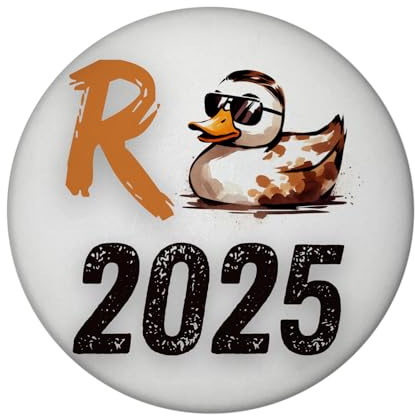 Ente mit Sonnenbrille Magnet rund mit Spruch Rente 2025 Renteneintritt Rentner Ruhestand charmanter Entenschnabel Ente als Rente-Symbol mit Charakterzug