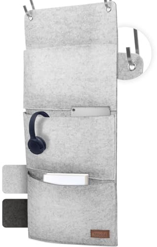 smøla Design Hänge-Organizer Hängeregal aus Filz für Tür oder Wand - Wandorganizer, Türorganizer zum Hängen, Hängeaufbewahrung inkl. 2 Haken, Edelgrau