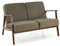 KRESTON Polstersofa ASENTO | 2 Sitzer Stoffsofa Couch Loungesofa Holz | Minimalistisch Mitte des Jahrhunderts Modern | grün hell