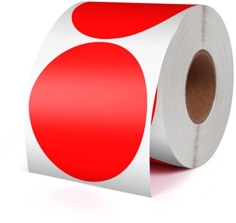Meitaat Round Stickers Red 76 mm Circle Labels Colour Coding Dot Vinyl Roll Self-Adhesive Floor Sticker Waterproof Removable 500 PCS