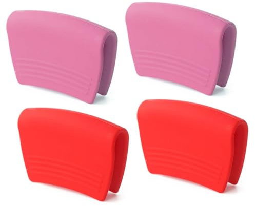 Amosfun Silicone Heat Resistant Grips and Kitchen Mitts 2 Pairs Anti-scald Cooking Pinch Mitts for Oven and Pot Handles, Insulated Non-slip Silicone Clips for Home Cooking Random Style