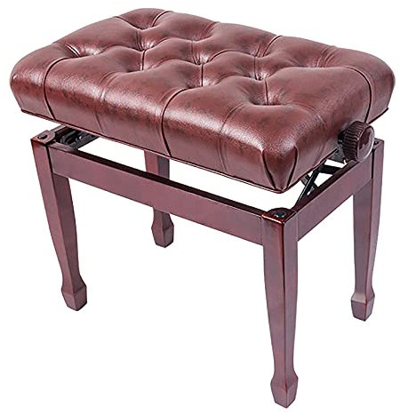Hochwertige verstellbare Leder-Klavierbank mit wasserdichten Pads, Keyboardbank, Mahagoni-Farbe, trägt bis zu 180 kg
