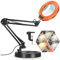 Veemagni 10X Lupe mit Licht, 5 Farbmodi Stufenlos Dimmbar 2-in-1 Schreibtischlampe und Klemme, LED Beleuchtete Lupe mit Licht und Ständer, Hände Frei für Handwerk Hobby Malerei- Orange (Farbe)
