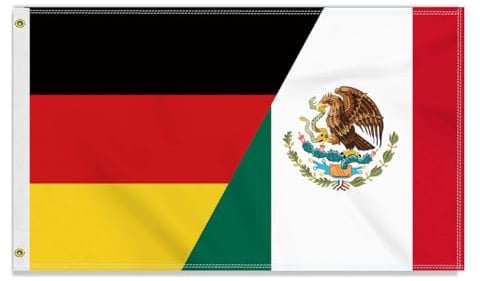 Große 90×150 CM Deutschland Mexiko Flagge, großes 150D Deutsch Mexikos Freundschafts banner,Strapazierfähige Deutschlandfahne Doube-Seitendruck Dekor Messingösen large Mexico