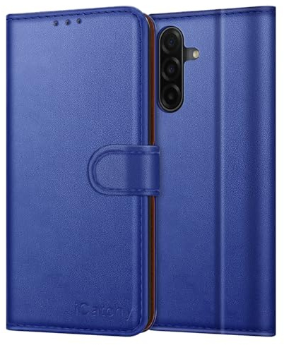 iCatchy for Samsung Galaxy A16 Case Wallet Flip Cover – PU Leather Magnetic Kickstand Card Holder Shockproof Phone Case for Samsung A16 5G / 4G (Blue)