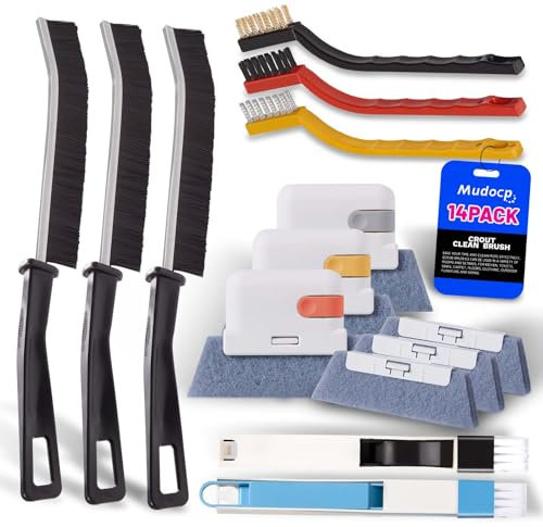 Window Cleaner Tool Set, 14 Pack Track Groove Cleaning Brushes Kit, Multifunctional Gap Scrub Brush for Household Use, Kitchen, Window, Faucets, Toilet, Grout, Car