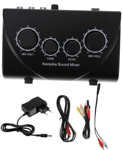 BESPORTBLE Ktv Audio Mixer Stereo Line Mixer mit Mikrofonanschlüssen Abs Kupfer Rca Ein Ausgang Tragbar Schwarz Eu Stecker Acv