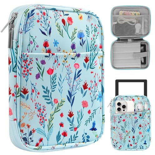 HoYiXi Universal Sleeve Bag for 6-6.8-7 inch E-Book Reader Compatible with 6.8 Kindle Paperwhite 2025-2012/6 All-New Kindle/Kobo/Pocketbook,6-7 EReader with Anti-Drop Protective Cover,fflower 2