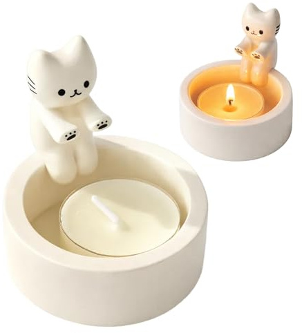 Aesthetic, Room Decor, Katzen Deko, Katzen Geschenke FüR Frauen, Cute Geschenk FüR Katzenliebhaber, Katzen Geschenke FüR Frauen, Cute Room Decor Geschenk Wohnzimmer Schlafzimmer Deko Candle Holder ﻿
