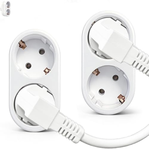 2PCS Steckdosenleiste Doppelstecker für Steckdose für Büro Zuhause Küche,Weiß