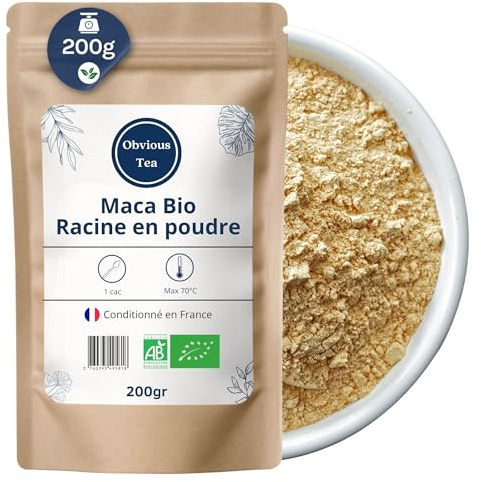 Poudre de Maca Bio en Vrac - Fertilité, Énergie Mentale & Bien-être Global - Plante, Superaliment et Herboristerie - Agriculture Biologique - Conditionné en France - Sachet 200 gr (100 Tasses)