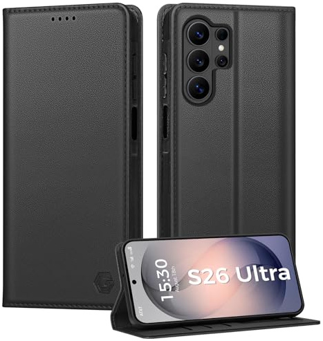 Kirnntca Handyhülle für Samsung Galaxy S26 Ultra 5G Hülle, Kartenfach Premium PU Leder Klapphülle Schutzhülle, Standfunktion Tasche Flip Case für Samsung Galaxy S26 Ultra 5G - Schwarz