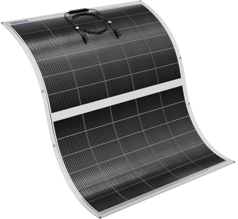 Topunive Flexible Solar Panel, 18BB Mono Cell, 25% High Efficiency, Bifacial Dual-Side Output, Ultra-Light 12V/24V PV Module with MC4 for RV, Boat, Camping