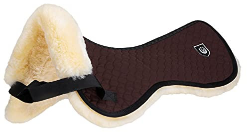 Werner Christ ® Lammfell Sattelpad Standard Sattelunterlage/Sattelkissen aus echtem Fell, dämpfendes Lammfellpad, Reitpad in braun/Natur, Warmblut