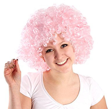 Alsino Afro Perücke Karneval Fasching XXL Locken rosa - für Jugendliche & Erwachsene