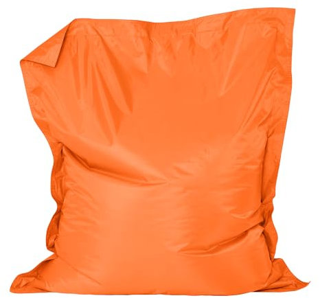 Bean Bag Bazaar Sitzsack Kinder, Orange, Outdoor Sitzsack mit Füllung, Wasserabweisender Stoff, 120cm x 100cm, Kinder Sessel für Draußen und Drinnen, Garten Sessel, Kinderzimmer, Spielzimmer, Garten