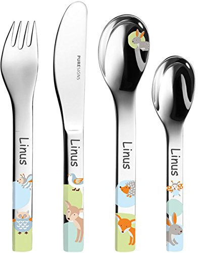 Kinderbesteck - ONE Woody 4 teilig inkl. Gravur