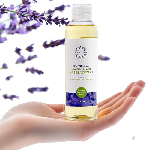 YAMUNA NATURAL BEAUTY Massageöl, 100% pflanzlich, Naturkosmetik aus Ungarn. Professionelles Öl – frei von Paraffin und Parabenen für eine erfrischende Massage. (Lavendel)