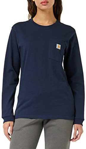 Carhartt, Women's, Loose Fit Heavyweight Long-Sleeve Pocket T-Shirt, Navy, S