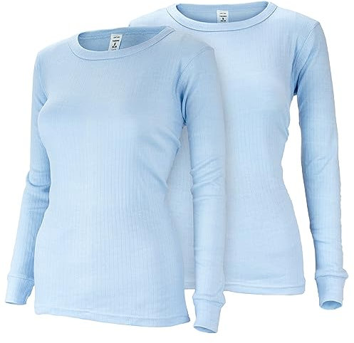 Black Snake Damen Thermo Unterhemden Set | 2 Langarm Unterhemden | Funktionsunterhemden | Thermounterhemden 2er Pack - Hellblau - XL