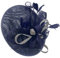 Caprilite Navy and Silver Grey Sinamay Big Disc Saucer Fascinator Hat for Women Weddings Headband
