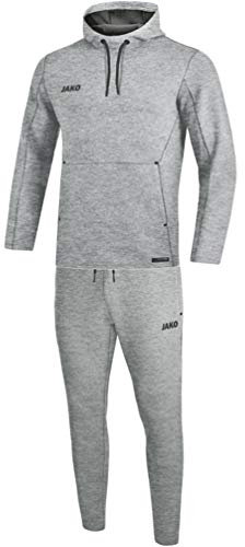 JAKO Herren Jogginganzug Premium Basics mit Kapuzensweat, grau meliert, XL, M9629