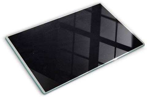Schneidebretter Glas 80x52 cm Dekorativ für die Küche Hitzebeständig Lebensmittelecht Gehärtetes Glas Rutschfest Silikonfüße Plastikfrei Dünn Glasplatte Antibakteriell - Schwarzes Brett
