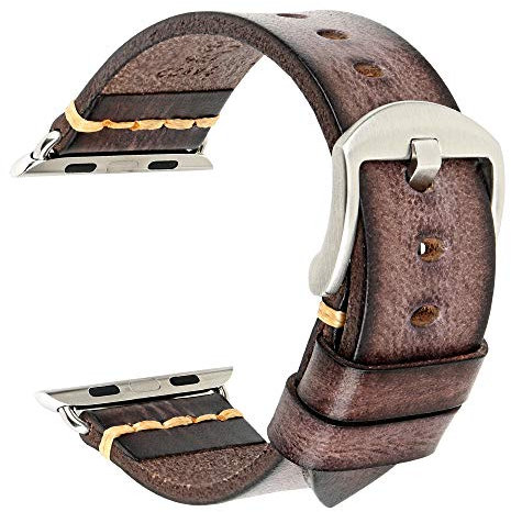 REZERO Correas de Reloj para Apple Watch, Correas para Smartwatch, Cuero Curtido Vegetal, Pulseras de Repuesto para iWatch Serie 9/10/SE/Ultra 46/45/44/42/41/40/38mm