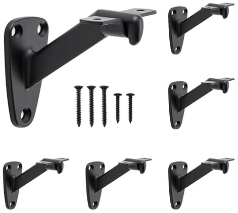 Home Master Hardware Heavy Duty Decorative Handrail Bracket Matte Black 6 Pack (Matte Black)