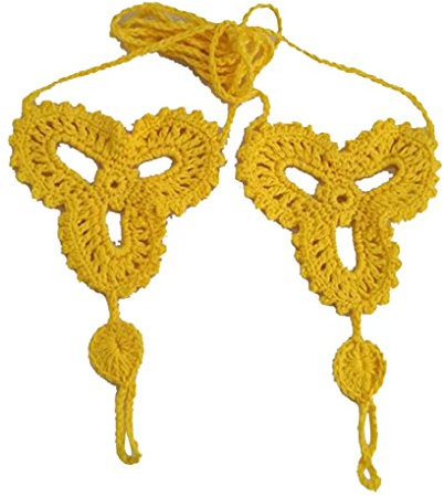 Guangcailun 1 paire de mode femmes aux pieds nus Crochet cheville chaîne élégante fille coton cheville Lady Sandal Bracelet Yoga Bijoux pied