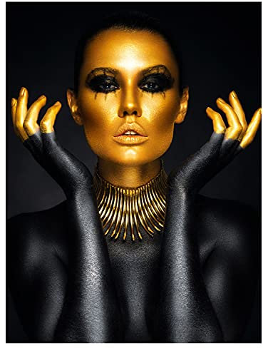 wandmotiv24 peintures acryliques, Taille 100x75cm, Format Portrait, Collection Or, modèle aux Reflets dorés, Bijoux, décoration, Chambre, Salon, Bureau M0073