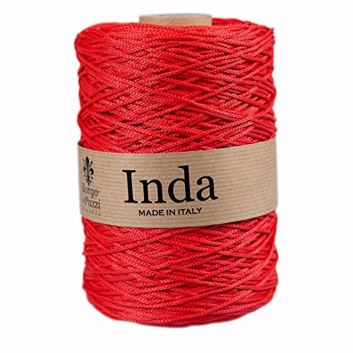 Cordino per Borse a Uncinetto, 2mm in Polipropilene (Rosso 8), Filati per Uncinetto e Ferri, Made in Italy, BORGO DE’ PAZZI FIRENZE
