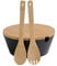 Kesper | Frutero y ensalada con cubiertos, material: plástico, bambú, dimensiones: Ø 26 cm/altura: 11 cm, color: negro, marrón | 92524