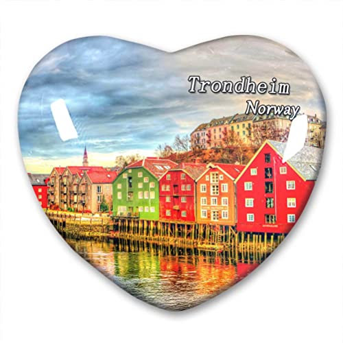 Norwegen Trondheim Kühlschrankmagnet Kühlschrank Aufkleber Kollektion Deko Magnet Reise Souvenir Herz Kristallglas, 5.1cm*4.5cm*1.1cm