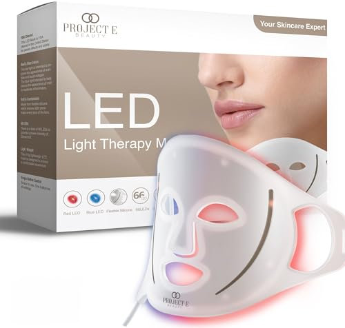LED Light Therapy Mask Silicone par Project E Beauty | Anti-âge et anti-imperfections | Solutions aux boutons | Diminution des Rides et Ridules | Pour Peaux Grasses | Spa et Usage Domestique