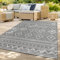 TT Home In-& Outdoor Teppich Wetterfest Balkon Küche Wohnzimmer Boho Rauten Design, Farbe: Grau 2, Größe:120 cm Rund