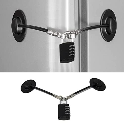 HURAD Homy Security Refrigerators Lock with Padlock, Safety Freezer Lock, Child Fridge Lock, Drawer Lock (Black)