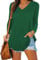 iChunhua Long Sleeve Tops Women V Neck Lightweight Longline Plain T-Shirts Green XX-Large