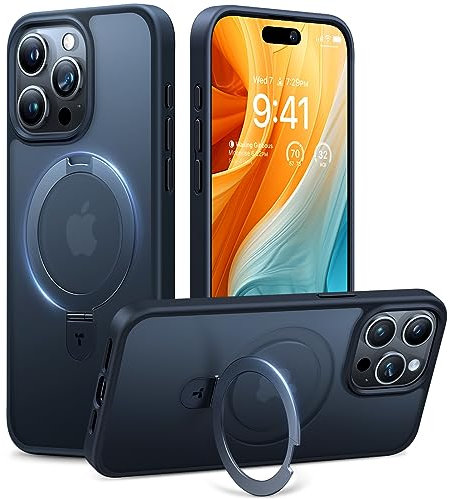 TORRAS Ostand Q1 für iPhone 14 Pro Max Hülle für MagSafe (Nr.1 Magnetkraft, Unsichtbarer Ständer, Militärischer Schutz) Stoßfest Handyhülle iPhone 14 Pro Max Case Kratzfeste All-in-One Schwarz