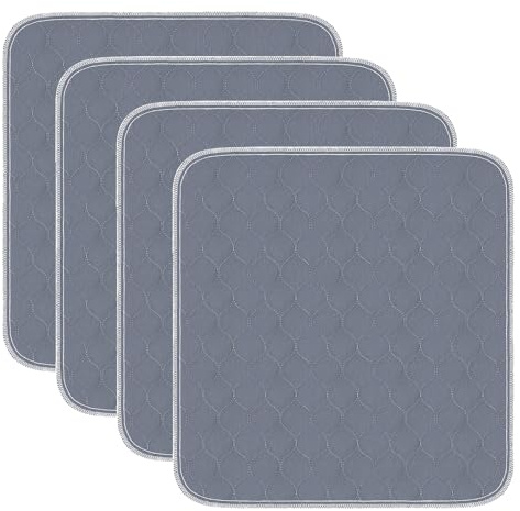HUNAIGEE Waterproof Chair Pads for Incontinence Absorbent Seat Protector Pads Chuck Pads Washable for Wheelchairs Recliners Men Women Adults Pets Grey (21x22 inch) 4 Pack