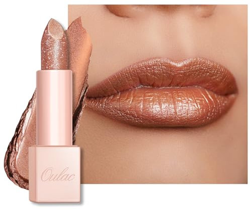 Oulac Bronze Shimmer Lipstick for Women-Moisture Tinted Lip Balm for Dry Lips, Glitter Surface, Creamy Formula, Hydrating & Smooth, Infused with Shea Butter, Vegan, Clean Beauty (PG06) Precious Moment