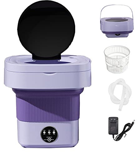 REALN Stérilisation Machine a Laver Portable avec Essoreuse, 6,5L Mini Machine à Laver Pliable Lave Linge Camping pour sous-vêtements, Vêtements de Bébé ou Petits Objets (Color : Purple)