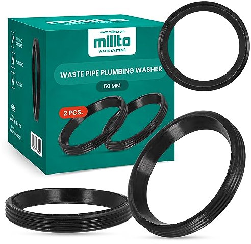 2x Millto™ Gummiring Dichtung 50mm Gummi Ring Dichtungsring Unterlegscheibe Rohrdichtung Kunststoffrohrdichtung Sanitärunterlegscheibe PP-Rohrdichtung PVC-Rohrdichtung O-Ring für Abwasserrohre