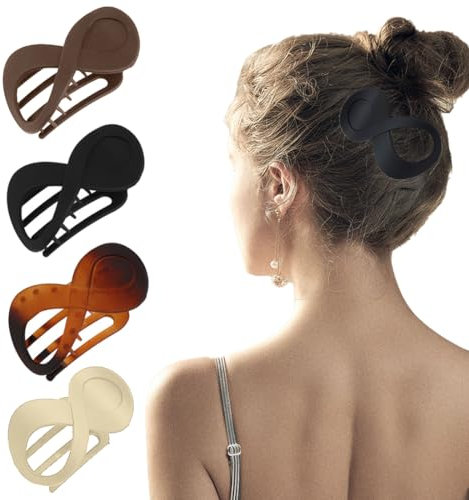 ZKSXOA 4 Pcs Pince à Cheveux Vintage, Grande Pince Cheveux Femme Epais Grosse Barrette Cheveux Femme Fille, Pince a Cheveux Femme Antidérapante Hair Clip