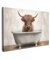 MuchoWow© Bilder Groß 120x80 cm XXL Wohnzimmer Deko Modern Wandbild Foto auf Leinwand Bild Schlafzimmer Room Decor Geschenke Hochlandrind - Highland Cow - Bad - Badezimmer - Badewanne - Braun